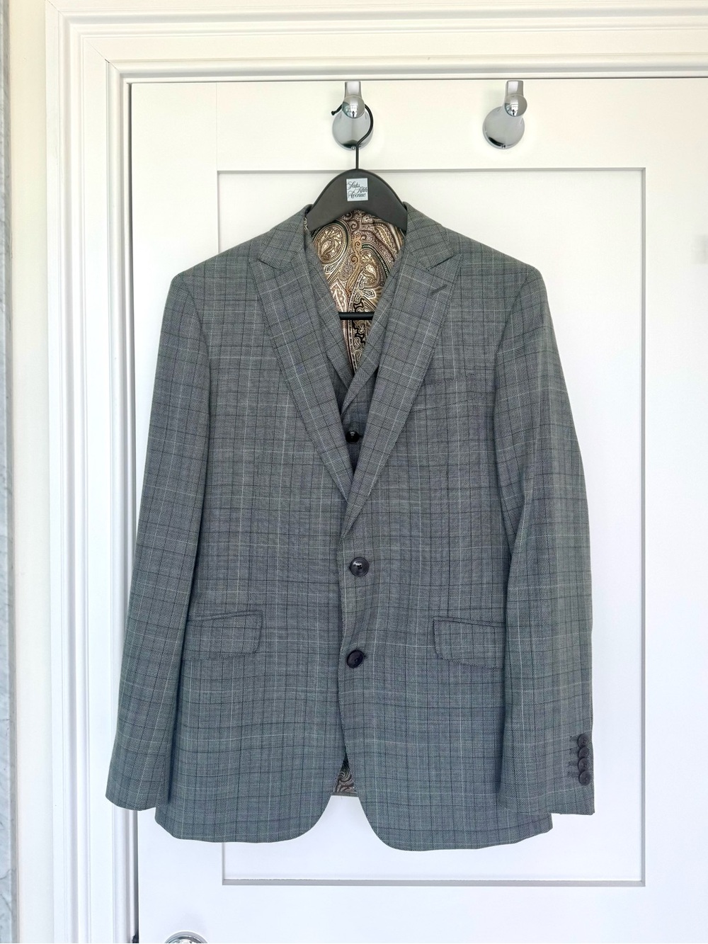 Etro Gray Plaid Suit
